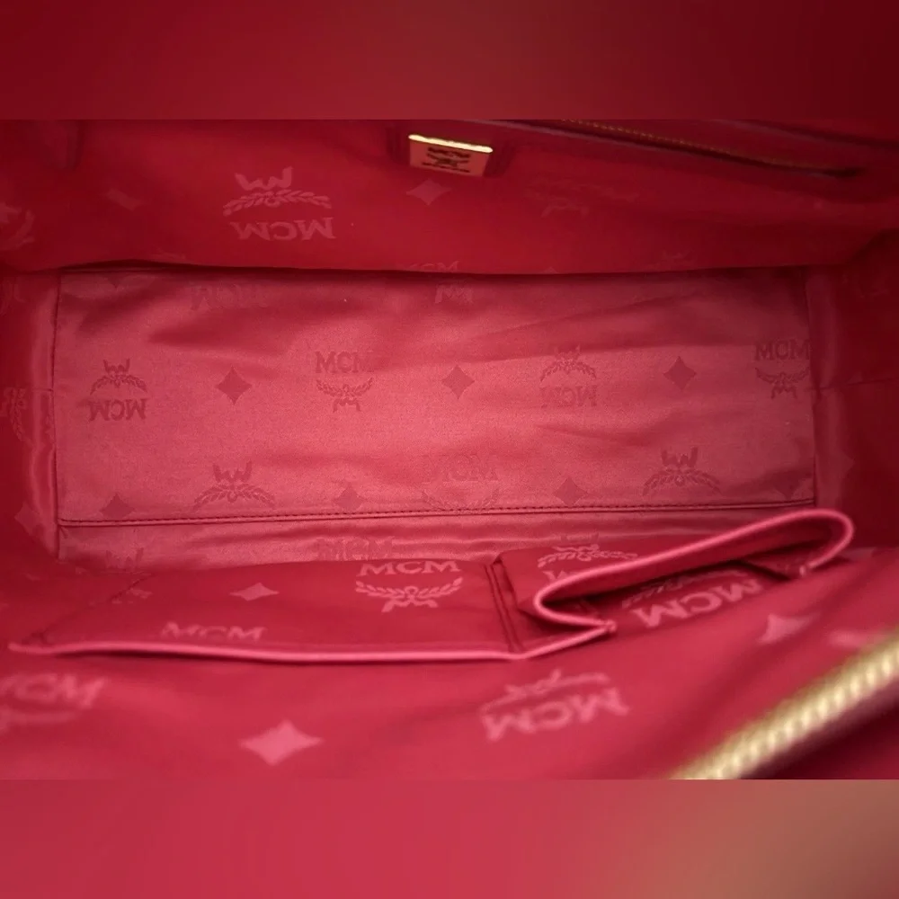 MCM Nuovo Satchel Crossbody Bag Fuchsia Pink Leather